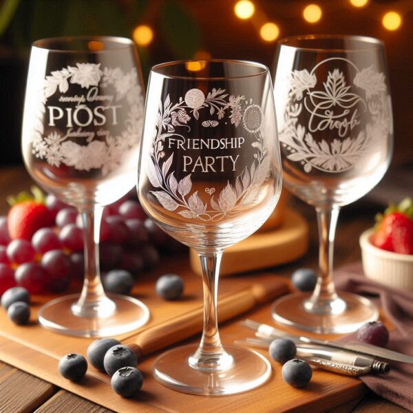 Personalized Deep Engraved Friendship wine Glasses - The Perfect Gift for Every Event wine glass deep engraving name, logo, monogram, photo, love symbol all type deep engraving