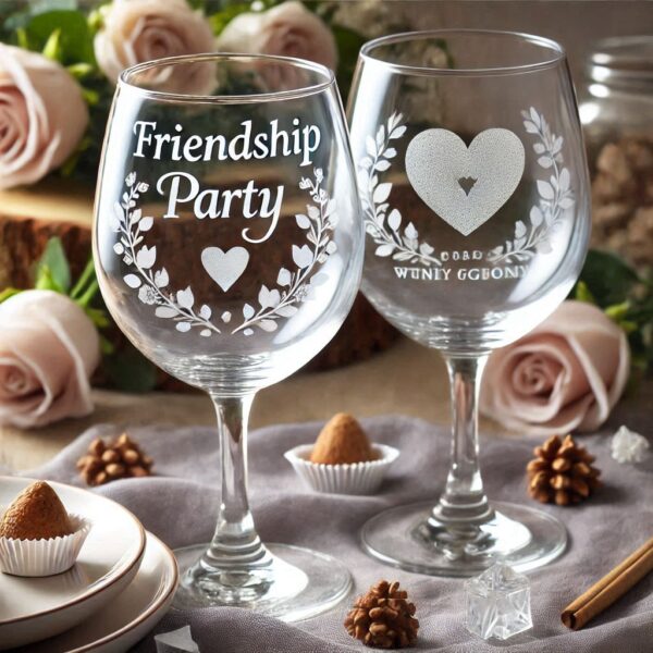 Personalized Deep Engraved Friendship wine Glasses - The Perfect Gift for Every Event wine glass deep engraving name, logo, monogram, photo, love symbol all type deep engraving