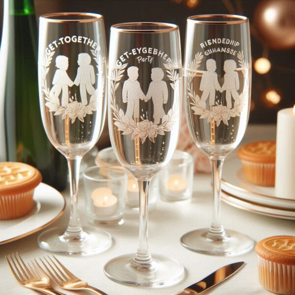 Deep Engraved Get-Together Party Champagne Glasses - Perfect for Every Celebration Personalized deep engraving your Champagne glass deep engraving your name, logo, photo, monogram perfect gift Champagne