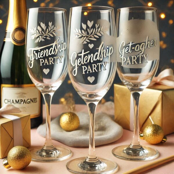 Deep Engraved Get-Together Party Champagne Glasses - Perfect for Every Celebration Personalized deep engraving your Champagne glass deep engraving your name, logo, photo, monogram perfect gift Champagne