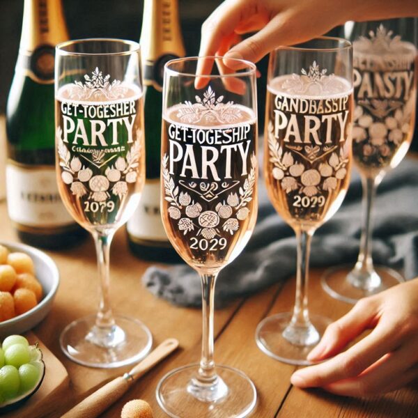 Deep Engraved Get-Together Party Champagne Glasses - Perfect for Every Celebration Personalized deep engraving your Champagne glass deep engraving your name, logo, photo, monogram perfect gift Champagne