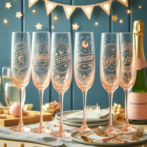 Deep Engraved Get-Together Party Champagne Glasses - Perfect for Every Celebration Personalized deep engraving your Champagne glass deep engraving your name, logo, photo, monogram perfect gift Champagne