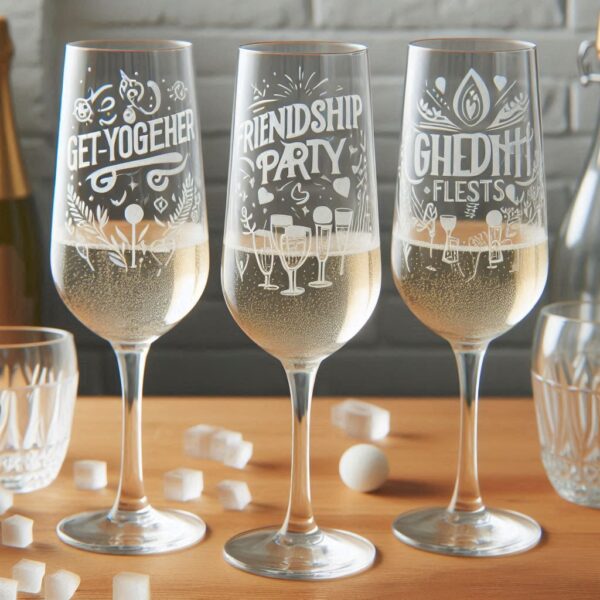 Deep Engraved Get-Together Party Champagne Glasses - Perfect for Every Celebration Personalized deep engraving your Champagne glass deep engraving your name, logo, photo, monogram perfect gift Champagne