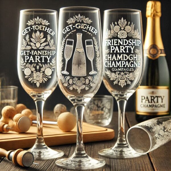 Deep Engraved Get-Together Party Champagne Glasses - Perfect for Every Celebration Personalized deep engraving your Champagne glass deep engraving your name, logo, photo, monogram perfect gift Champagne