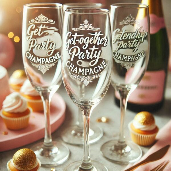 Deep Engraved Get-Together Party Champagne Glasses - Perfect for Every Celebration Personalized deep engraving your Champagne glass deep engraving your name, logo, photo, monogram perfect gift Champagne