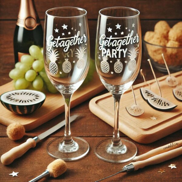 Deep Engraved Get-Together Party Champagne Glasses - Perfect for Every Celebration Personalized deep engraving your Champagne glass deep engraving your name, logo, photo, monogram perfect gift Champagne