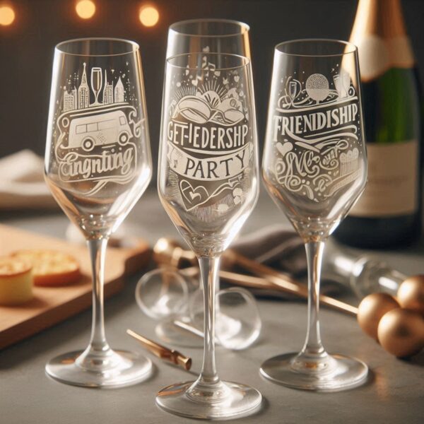 Deep Engraved Get-Together Party Champagne Glasses - Perfect for Every Celebration Personalized deep engraving your Champagne glass deep engraving your name, logo, photo, monogram perfect gift Champagne