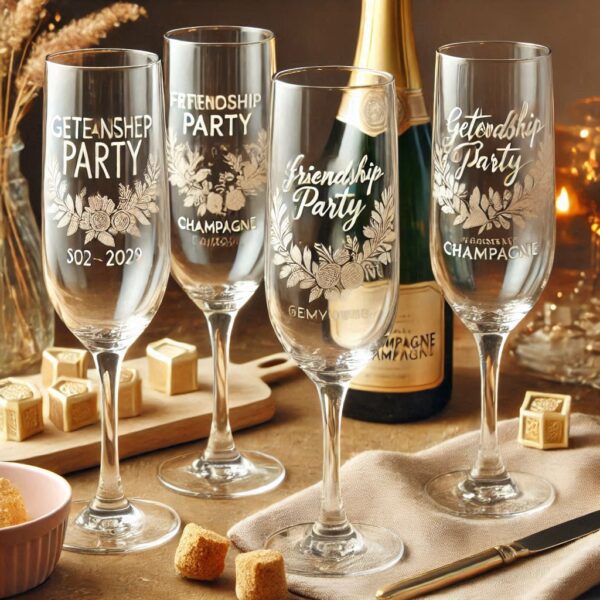 Deep Engraved Get-Together Party Champagne Glasses - Perfect for Every Celebration Personalized deep engraving your Champagne glass deep engraving your name, logo, photo, monogram perfect gift Champagne