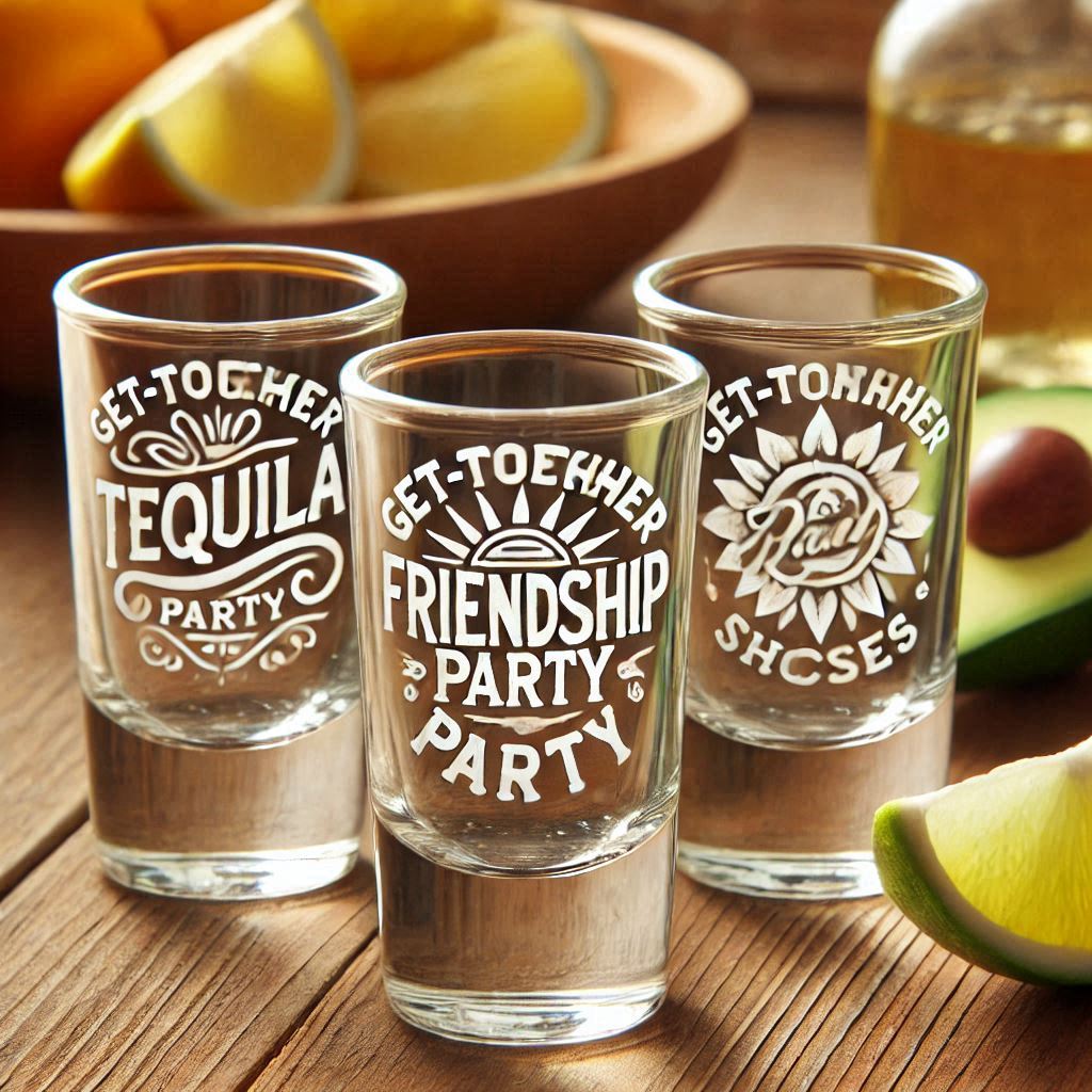 Get-Together Party Tequila shot Glasses with sandblast engraving on Friendship Party Tequila Shot clear Glasses bar ware Glass