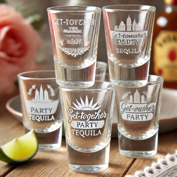 Get-Together Party Tequila shot Glasses with sandblast engraving on Friendship Party Tequila Shot clear Glasses bar ware Glass