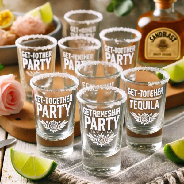 Get-Together Party Tequila shot Glasses with sandblast engraving on Friendship Party Tequila Shot clear Glasses bar ware Glass