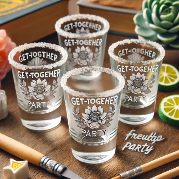 Get-Together Party Tequila shot Glasses with sandblast engraving on Friendship Party Tequila Shot clear Glasses bar ware Glass