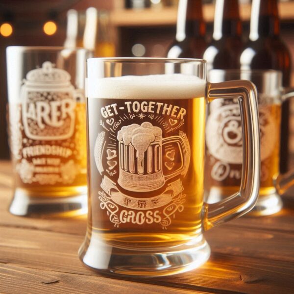 Deep Engraved Get-Together Party beer mug Glasses - Perfect for Every Celebration Personalized deep engraving your beer mug glass deep engraving your name, logo, photo, monogram perfect gift