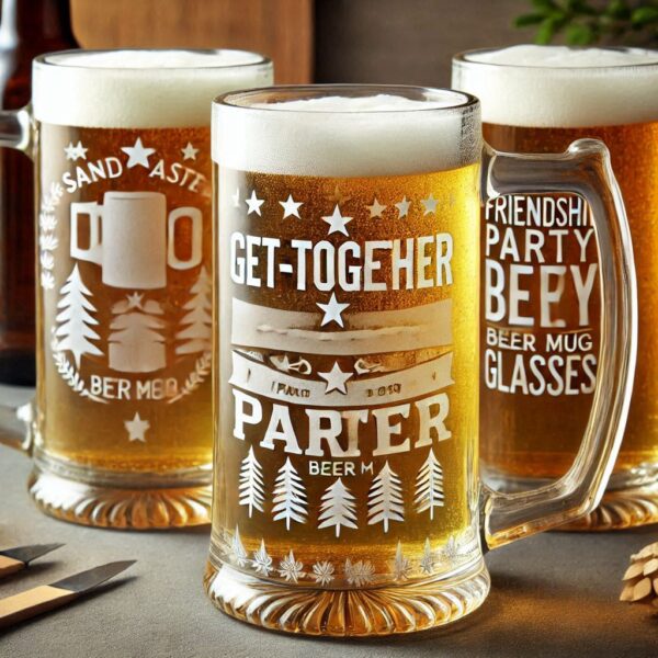 Deep Engraved Get-Together Party beer mug Glasses - Perfect for Every Celebration Personalized deep engraving your beer mug glass deep engraving your name, logo, photo, monogram perfect gift