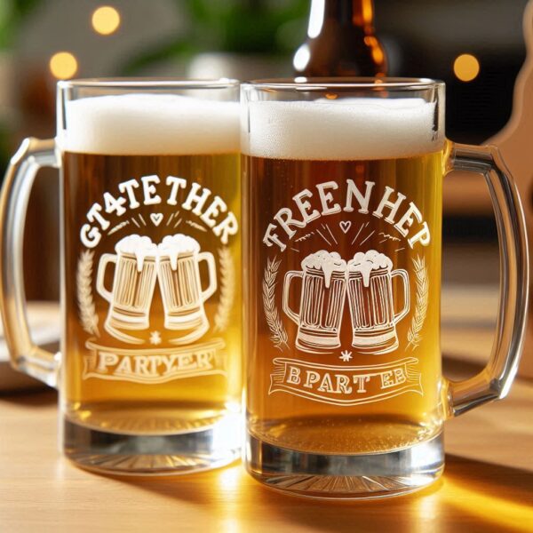 Deep Engraved Get-Together Party beer mug Glasses - Perfect for Every Celebration Personalized deep engraving your beer mug glass deep engraving your name, logo, photo, monogram perfect gift