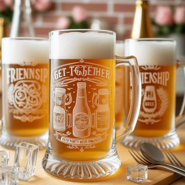 Deep Engraved Get-Together Party beer mug Glasses - Perfect for Every Celebration Personalized deep engraving your beer mug glass deep engraving your name, logo, photo, monogram perfect gift