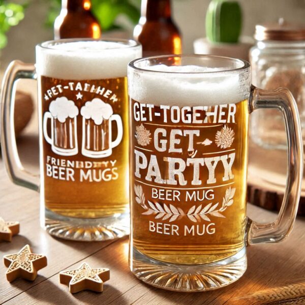 Deep Engraved Get-Together Party beer mug Glasses - Perfect for Every Celebration Personalized deep engraving your beer mug glass deep engraving your name, logo, photo, monogram perfect gift