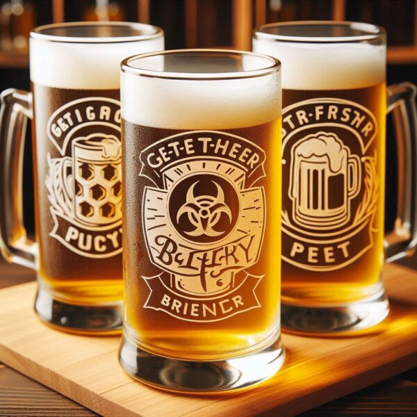 Deep Engraved Get-Together Party beer mug Glasses - Perfect for Every Celebration Personalized deep engraving your beer mug glass deep engraving your name, logo, photo, monogram perfect gift