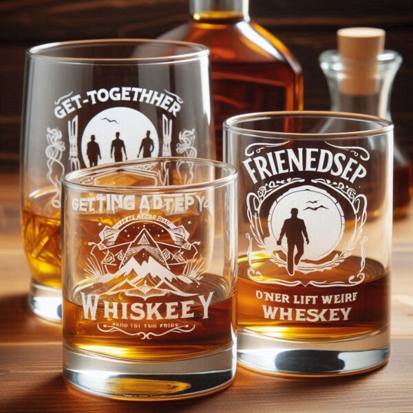 Deep Engraved Get-Together Party whiskey Glasses - Perfect for Every Celebration Personalized deep engraving your whiskey glass deep engraving your name, logo, photo, monogram perfect gift