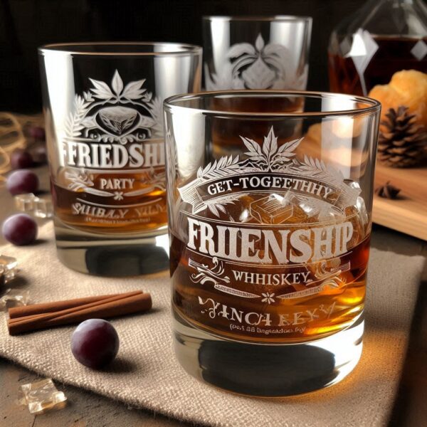 Deep Engraved Get-Together Party whiskey Glasses - Perfect for Every Celebration Personalized deep engraving your whiskey glass deep engraving your name, logo, photo, monogram perfect gift