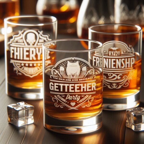 Deep Engraved Get-Together Party whiskey Glasses - Perfect for Every Celebration Personalized deep engraving your whiskey glass deep engraving your name, logo, photo, monogram perfect gift