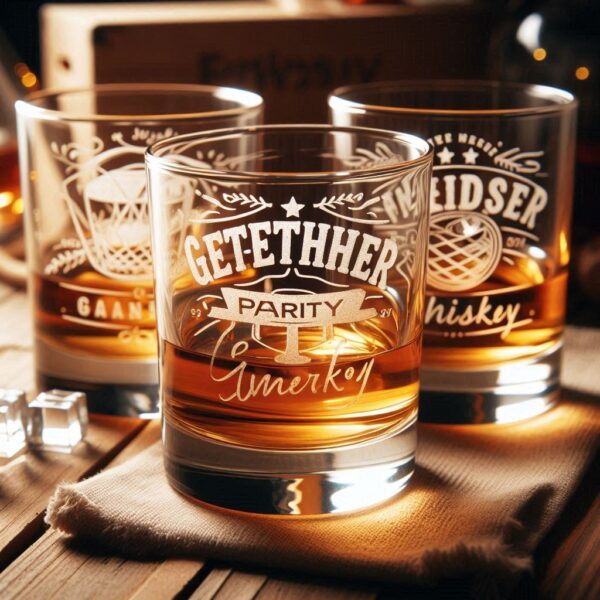 Deep Engraved Get-Together Party whiskey Glasses - Perfect for Every Celebration Personalized deep engraving your whiskey glass deep engraving your name, logo, photo, monogram perfect gift