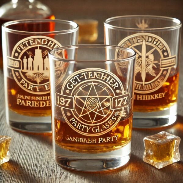 Deep Engraved Get-Together Party whiskey Glasses - Perfect for Every Celebration Personalized deep engraving your whiskey glass deep engraving your name, logo, photo, monogram perfect gift