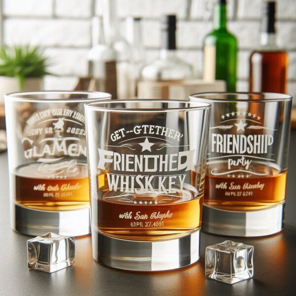 Deep Engraved Get-Together Party whiskey Glasses - Perfect for Every Celebration Personalized deep engraving your whiskey glass deep engraving your name, logo, photo, monogram perfect gift