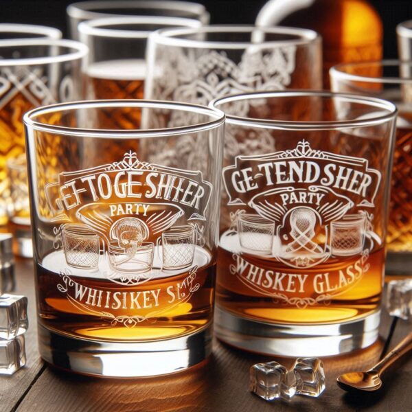 Deep Engraved Get-Together Party whiskey Glasses - Perfect for Every Celebration Personalized deep engraving your whiskey glass deep engraving your name, logo, photo, monogram perfect gift