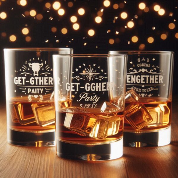 Deep Engraved Get-Together Party whiskey Glasses - Perfect for Every Celebration Personalized deep engraving your whiskey glass deep engraving your name, logo, photo, monogram perfect gift