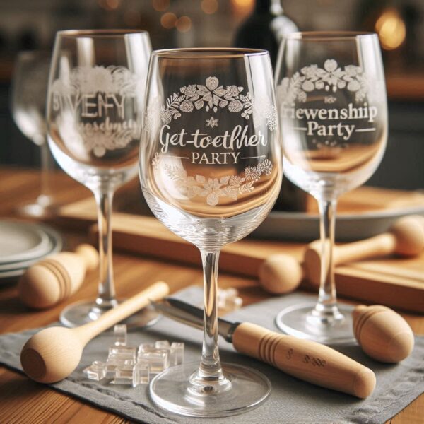 Deep Engraved Get-Together Party wine Glasses - Perfect for Every Celebration Personalized deep engraving your wine glass deep engraving your name, logo, photo, monogram perfect gift