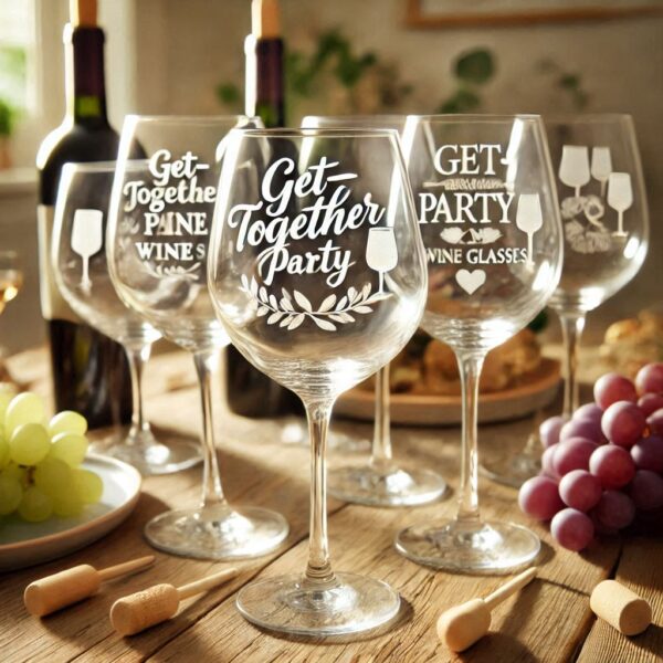 Deep Engraved Get-Together Party wine Glasses - Perfect for Every Celebration Personalized deep engraving your wine glass deep engraving your name, logo, photo, monogram perfect gift