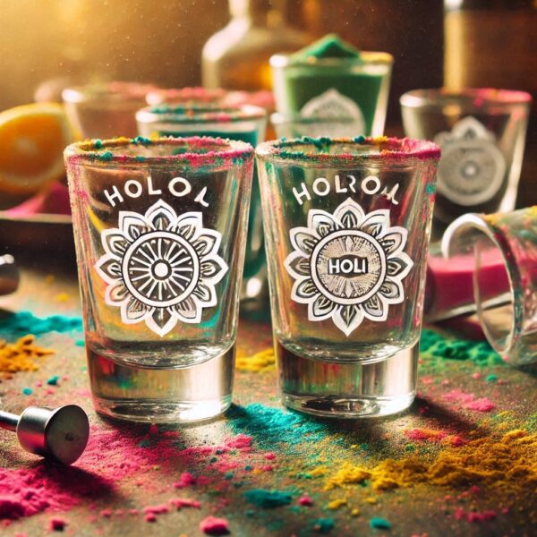 Personalized Deep Engraved Holi Festival Party Tequila Shot Glasses - Custom Gift for Holi Festival Party