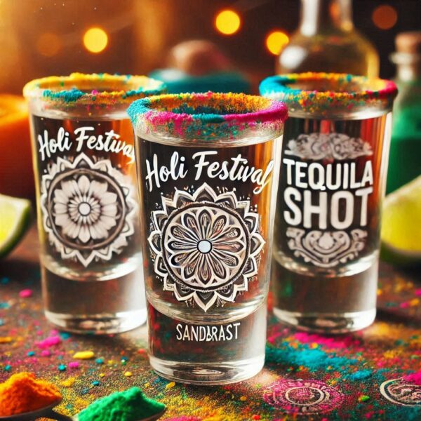 Personalized Deep Engraved Holi Festival Party Tequila Shot Glasses - Custom Gift for Holi Festival Party