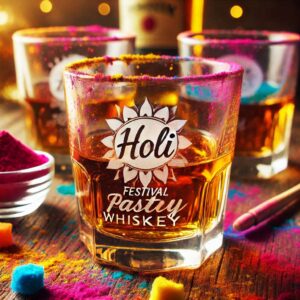 Personalized Deep Engraved Holi Festival Party Whiskey Glasses - Custom Gift for Holi Festival Party