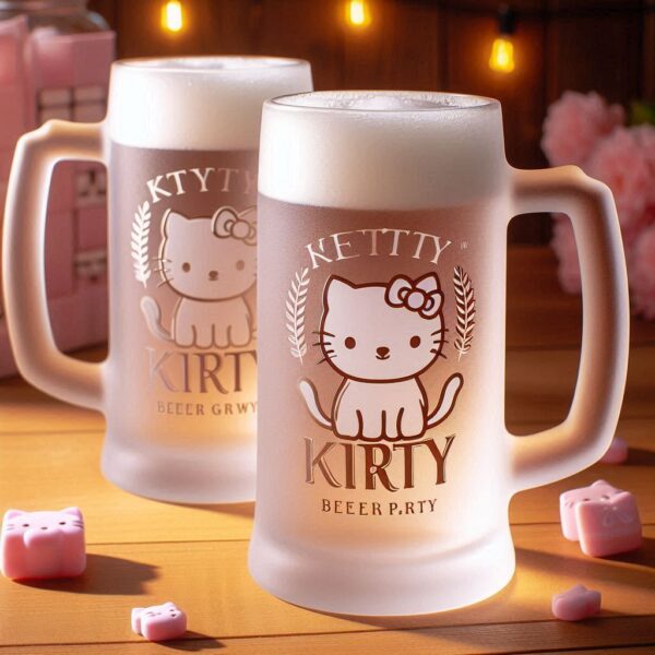 Personalized Deep Engraved Kitty Party beer mug Glasses - Customizable Gift for Cat Lovers deep engraving Customizable beer mug Gift name, logo, monogram all type deep engraving