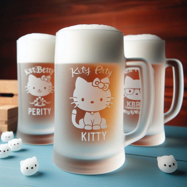 Personalized Deep Engraved Kitty Party beer mug Glasses - Customizable Gift for Cat Lovers deep engraving Customizable beer mug Gift name, logo, monogram all type deep engraving