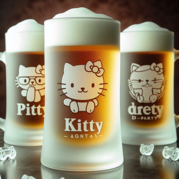 Personalized Deep Engraved Kitty Party beer mug Glasses - Customizable Gift for Cat Lovers deep engraving Customizable beer mug Gift name, logo, monogram all type deep engraving