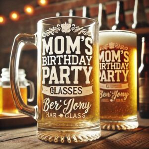 Personalized Deep Engraved Mom's Birthday Party Beer Mug Glasses - Custom Gift for Mom's Birthday Party