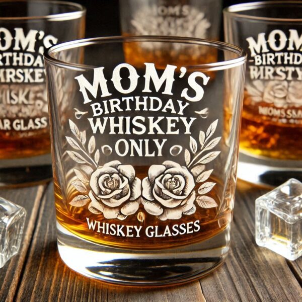 Personalized Deep Engraved Mom's Birthday Party Whiskey Glasses - Custom Gift for Mom's Birthday Party (set of 2) - Image 2