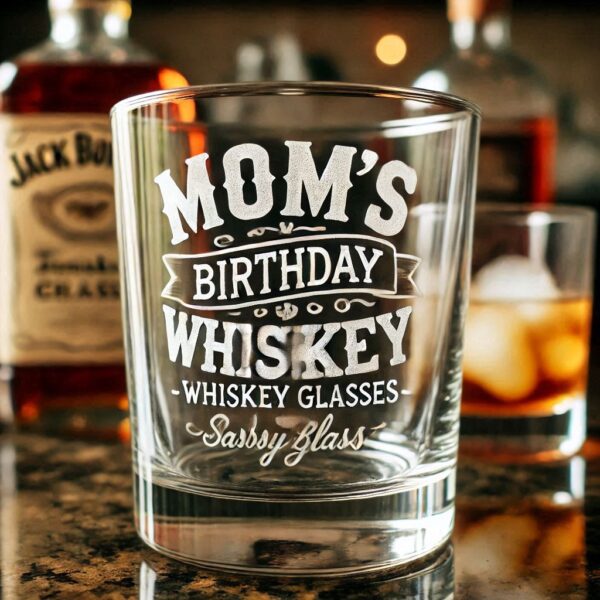 Personalized Deep Engraved Mom's Birthday Party Whiskey Glasses - Custom Gift for Mom's Birthday Party