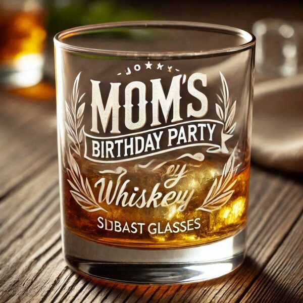 Personalized Deep Engraved Mom's Birthday Party Whiskey Glasses - Custom Gift for Mom's Birthday Party