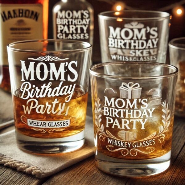 Personalized Deep Engraved Mom's Birthday Party Whiskey Glasses - Custom Gift for Mom's Birthday Party (set of 2) - Image 4