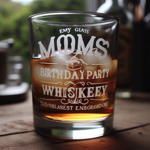 Personalized Deep Engraved Mom's Birthday Party Whiskey Glasses - Custom Gift for Mom's Birthday Party (set of 2) - Image 3