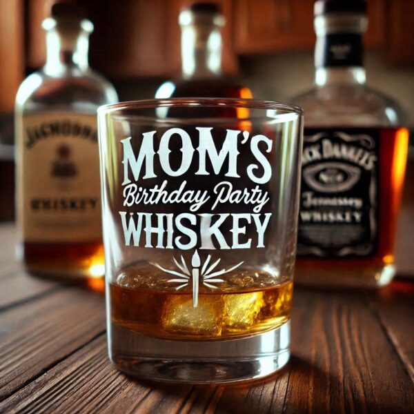 Personalized Deep Engraved Mom's Birthday Party Whiskey Glasses - Custom Gift for Mom's Birthday Party