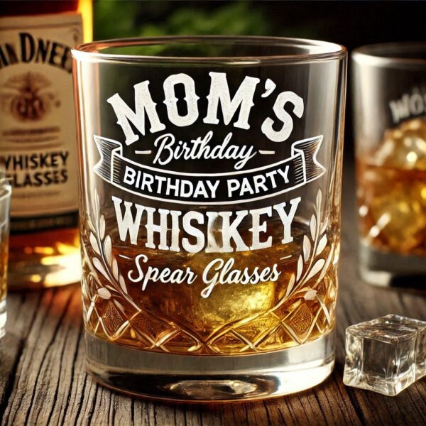 Personalized Deep Engraved Mom's Birthday Party Whiskey Glasses - Custom Gift for Mom's Birthday Party