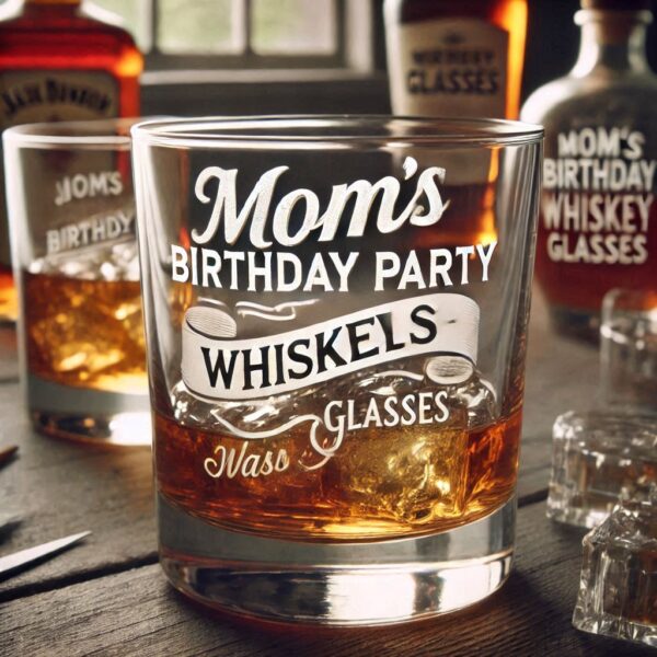 Personalized Deep Engraved Mom's Birthday Party Whiskey Glasses - Custom Gift for Mom's Birthday Party