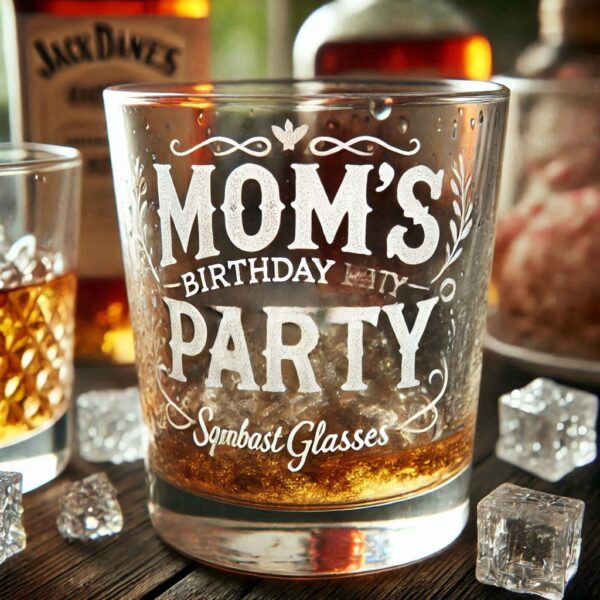 Personalized Deep Engraved Mom's Birthday Party Whiskey Glasses - Custom Gift for Mom's Birthday Party