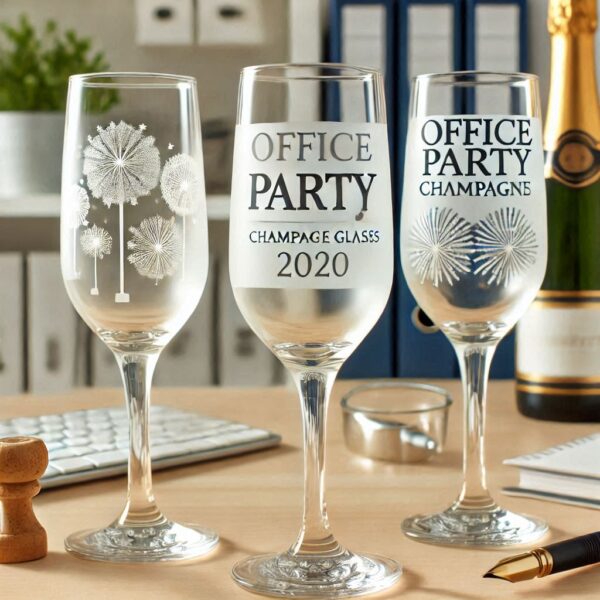 Personalized Deep Engraved Office Party Champagne Bar Glasses - Custom Office Party Champagne Glasses deep engraving your name, logo, photo, and monogram deep engraving your Champagne glass