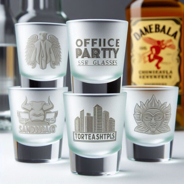 Personalized Deep Engraved Office Party tequila Shot Glasses - Custom Office Party tequila Shot Glasses engraving your name, logo, photo, and monogram deep engraving your tequila Shot Glasses